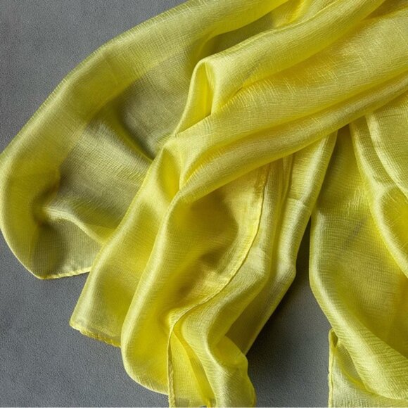 100% Silk Scarf ~ Yellow ~ Brand New - Picture 2 of 6